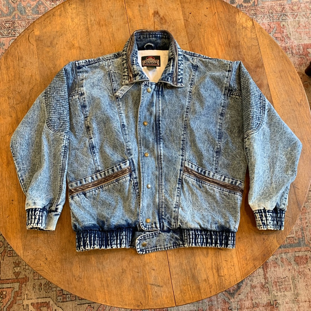 Vintage Great land Apparel lined acid wash Mens denim jacket!